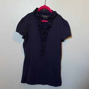 Lilly Pulitzer Luxletic Navy Ruffle Short Sleeve Tee women’s XXS